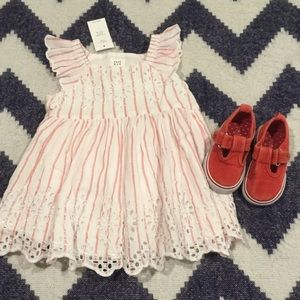 👉SOLD👈 Eyelet red & white stripe dress